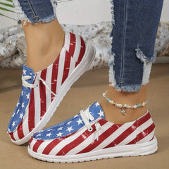 Women's Flag Pattern Canvas Slip-On Loafers