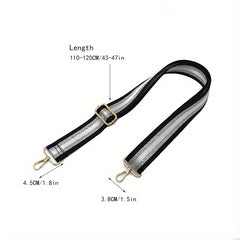 Adjustable Shoulder Bag Strap with Silver Stripe Durable Bag Travel Accessories