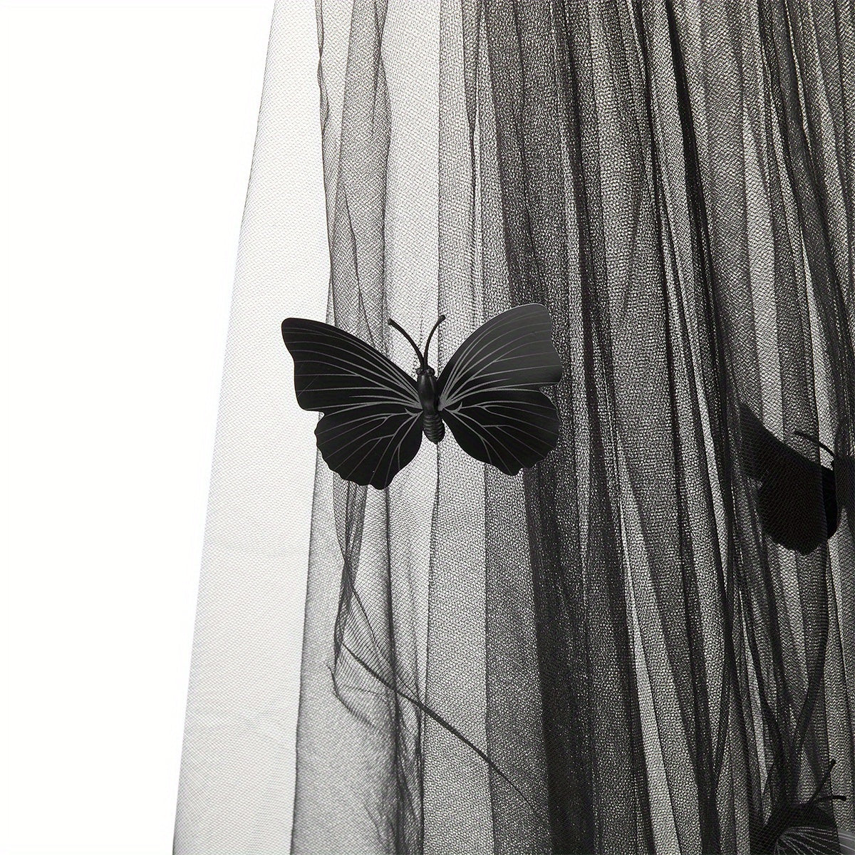 Tulle Bridal Veil with Butterfly Hair Accessory for Weddings