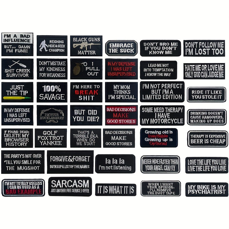 40pcs English Letter Embroidery Patches For Men Fashionable Arm Patches