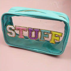 Waterproof PVC Toiletry Bag with Embroidered Lettering