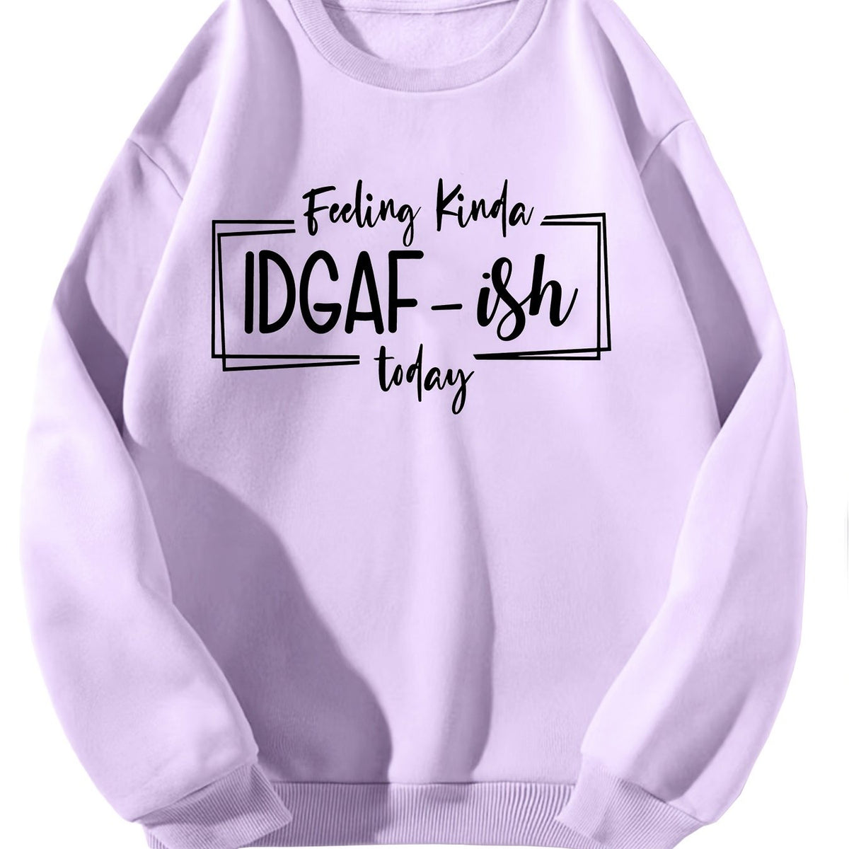 Letter Print Solid Pullover Crew Neck Casual Sweatshirt Women's Clothing
