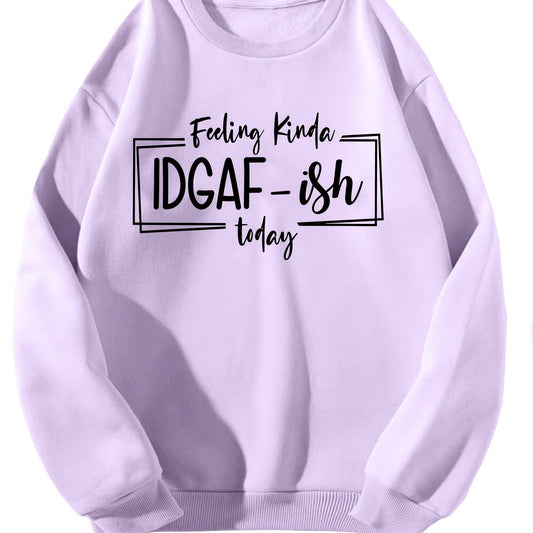 Letter Print Solid Pullover Crew Neck Casual Sweatshirt Women's Clothing