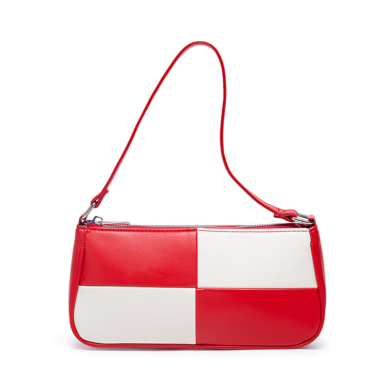 Colorblock Baguette Shoulder Bag Retro Classic Clutch Purse
