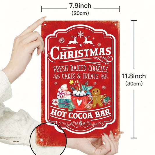 Christmas Hot Cocoa Bar Vintage Metal Tin Sign Wall Art Decor
