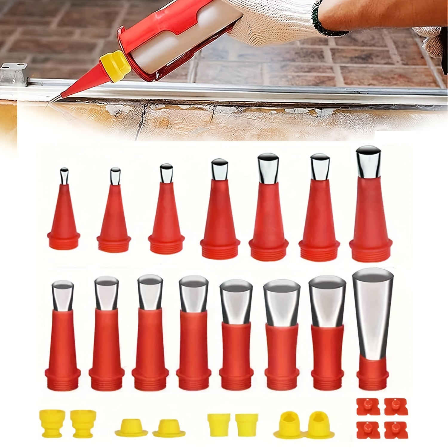 27pcs Reusable Stainless Steel Caulking Nozzle Applicators Kit