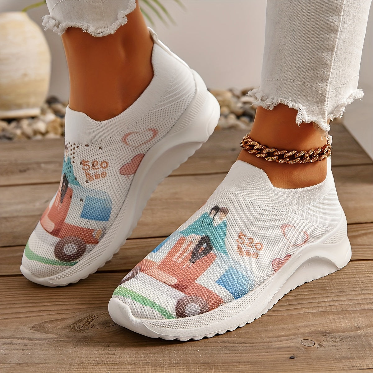 Couple Figure Graphic Athletic Sneakers for Women