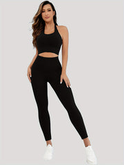 Yoga Set Lace up Sports Bra & Running Leggings Suit
