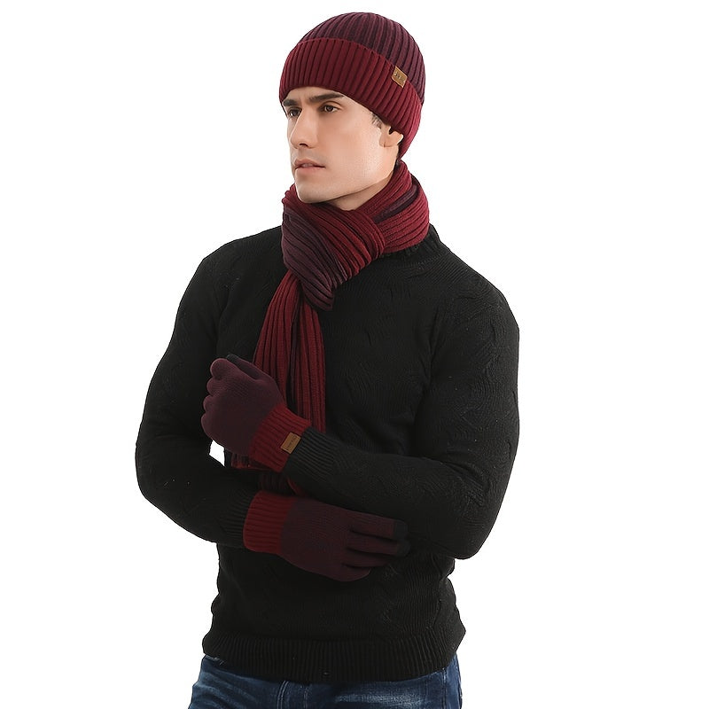 Men's Winter Hat Scarf & Touch Gloves Set