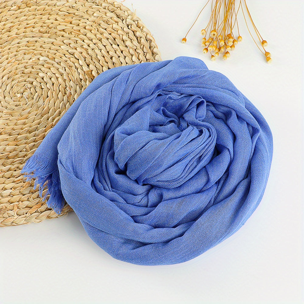 Solid Scarf Casual Frayed Edge Shawl Outdoor Sunscreen Wrap