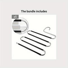 2pcs Stainless Steel Pants Hanger S shaped Non slip Space Saving