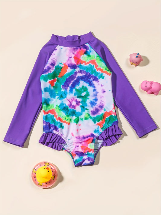 Girls Tie Dye Quick Dry One piece Swimsuit
