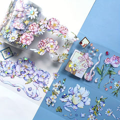 2m Flower Crystal PET Tape Transparent Decorative Stickers Scrapbook