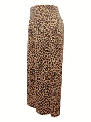  Leopard Print Wide Leg Trousers