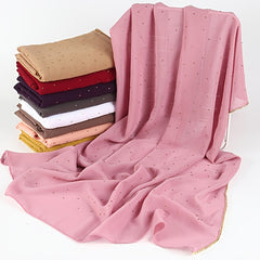Wrinkles Pearl Chiffon Hijab Head Scarf Women Solid Bubble Wrap Shawls