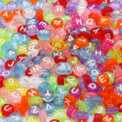 100pcs Mixed Letters Acrylic Beads Round Flat Letter Spacer Beads