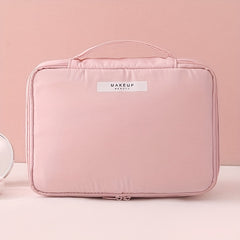 Travel Cosmetic Bag with Makeup Brush Holder Waterproof Portable Toiletry Case
