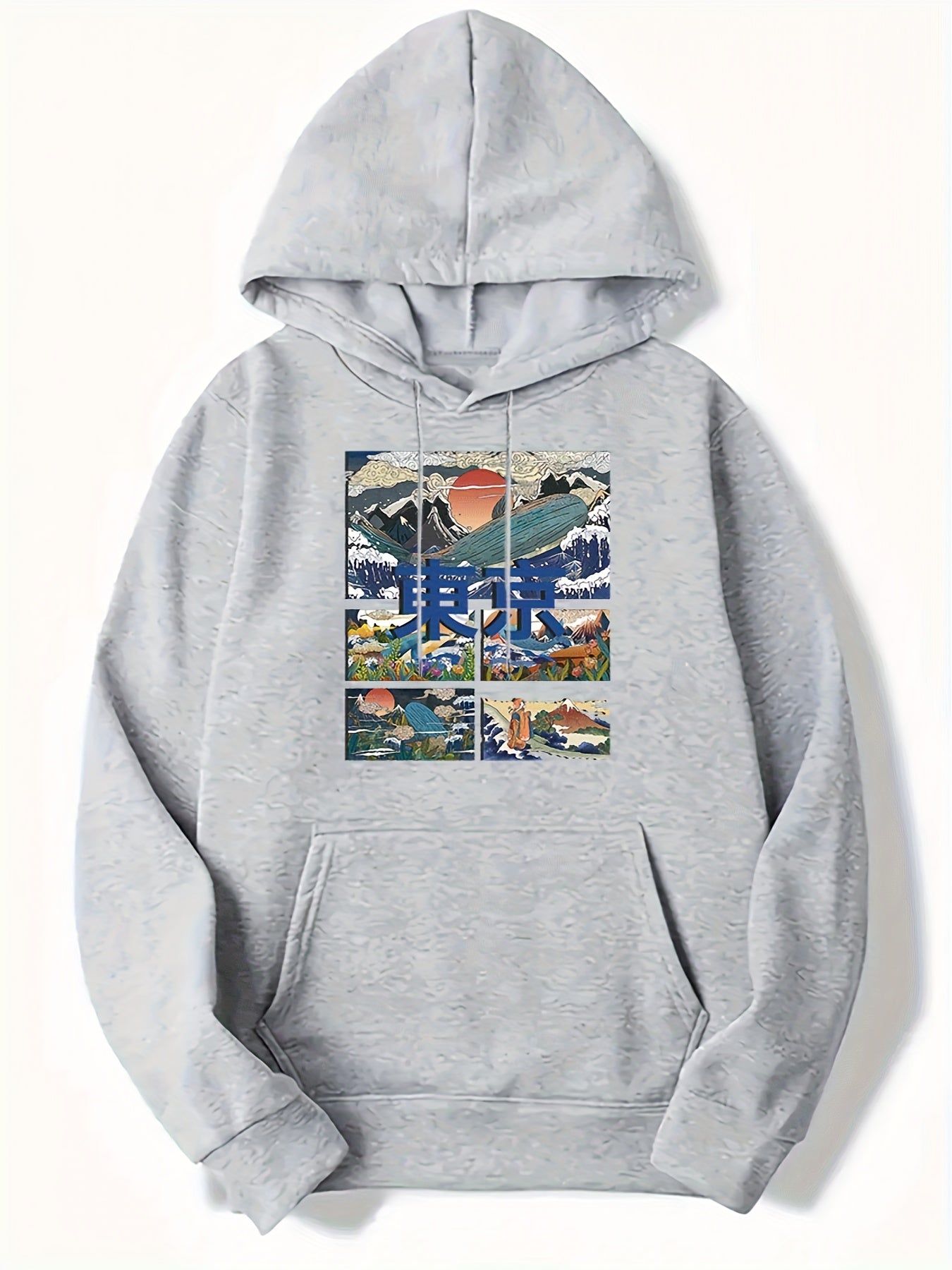 Tokyo Print Hoodies For Men Graphic Sweatshirt With Kangaroo Pocket