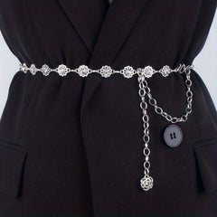 Crystal Flower Waist Chain Silvery Belly Chain