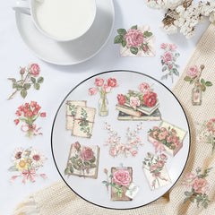 50pcs Reusable Flower & Letter Stickers Mixed Colors Self Adhesive Decals