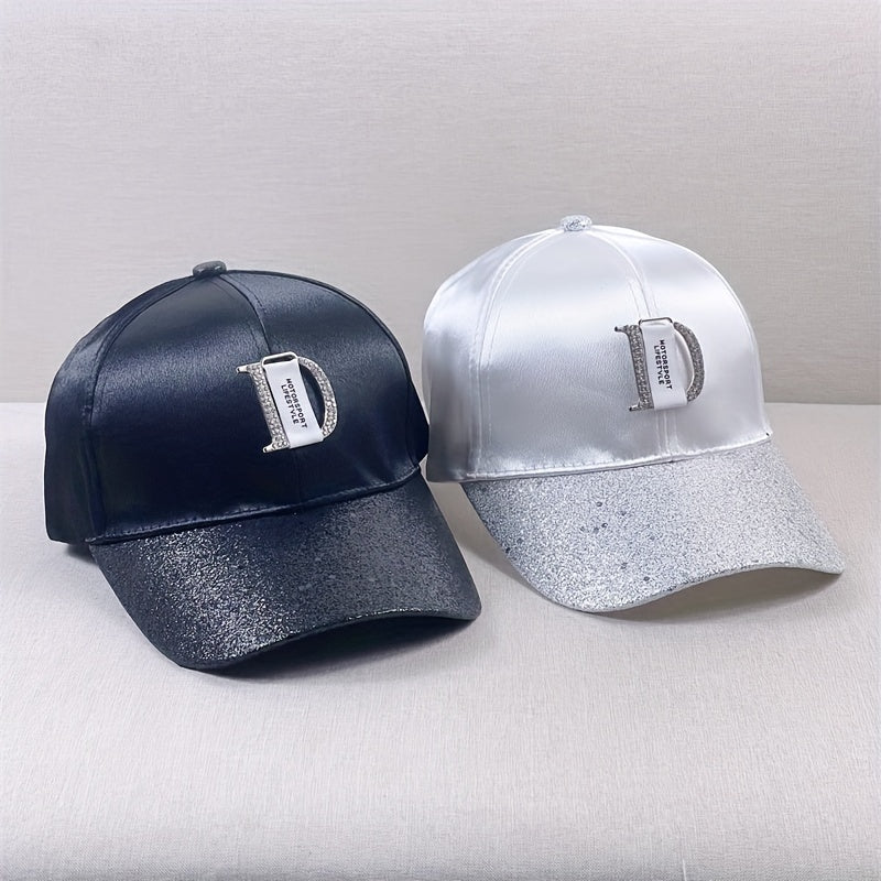 Glitter Bright Baseball Cap D Label Decor Solid Couple Sun Hat