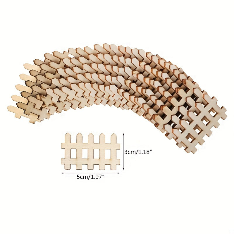 25pcs DIY Wooden Fence Shapes for Painting Decorating Staining