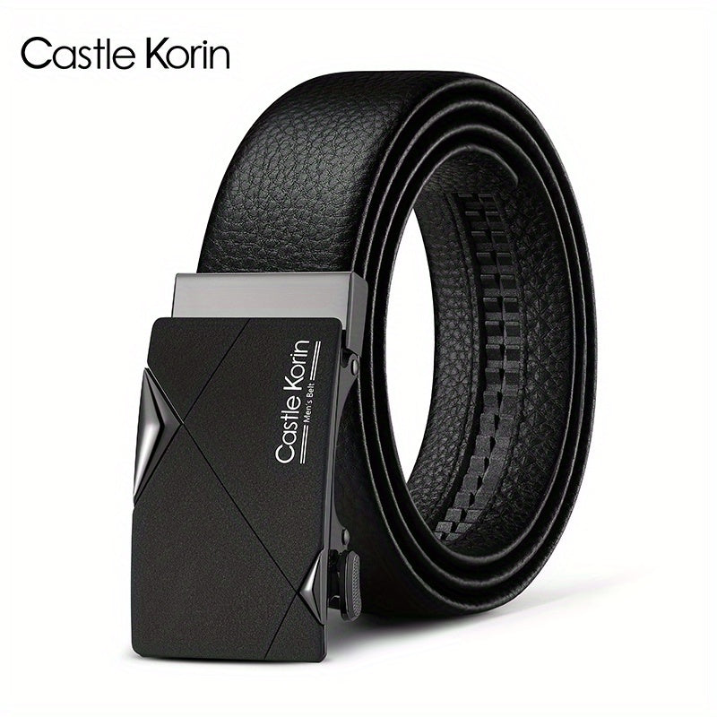 Men's Leather Automatic Buckle Belt 47.24in x 1.37in
