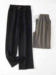 2pcs Straight Leg Sports Jogger Pants Elastic Waist
