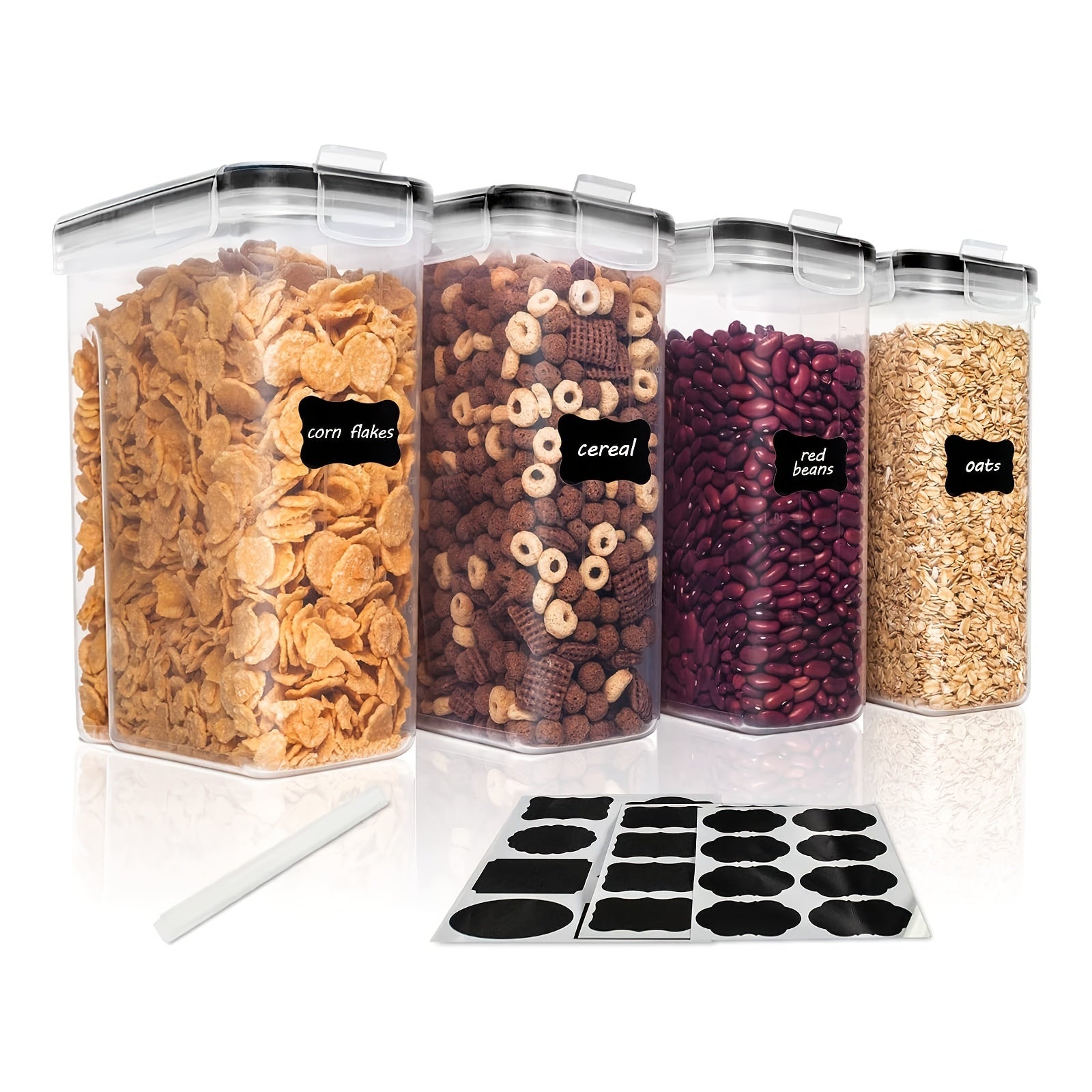 4 Pack Cereal Storage Container Set BPA Plastic Airtight Food Storage Containers