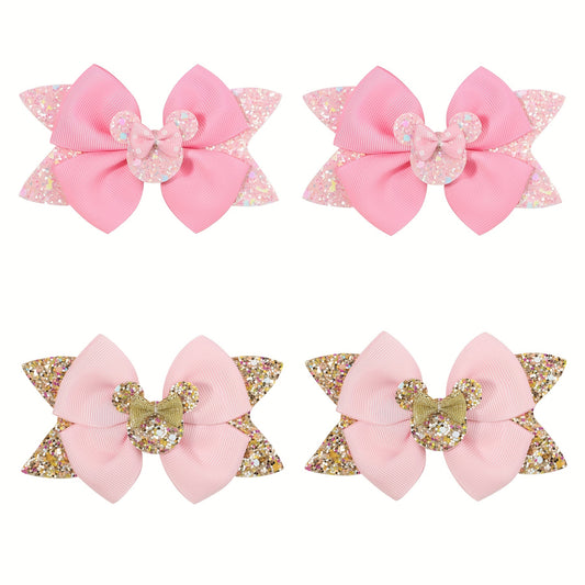 4pcs Sequins Dovetail Hair Clips Girls Glitter Bow Knot Hair Clips