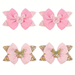 4pcs Sequins Dovetail Hair Clips Girls Glitter Bow Knot Hair Clips