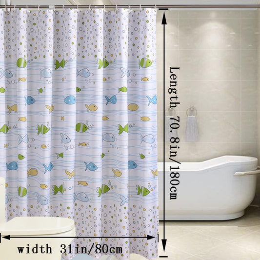 Waterproof Fresh Small Fish Shower Curtain with Metal Grommets