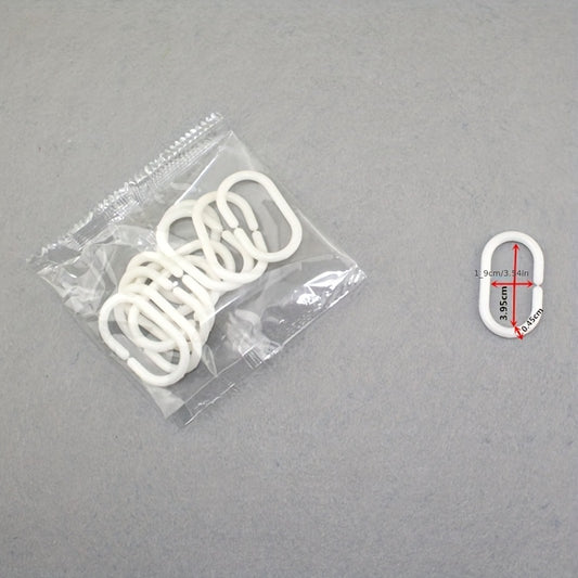 12pcs C Shaped Curtain Rings with Single Hook for Shower Curtains