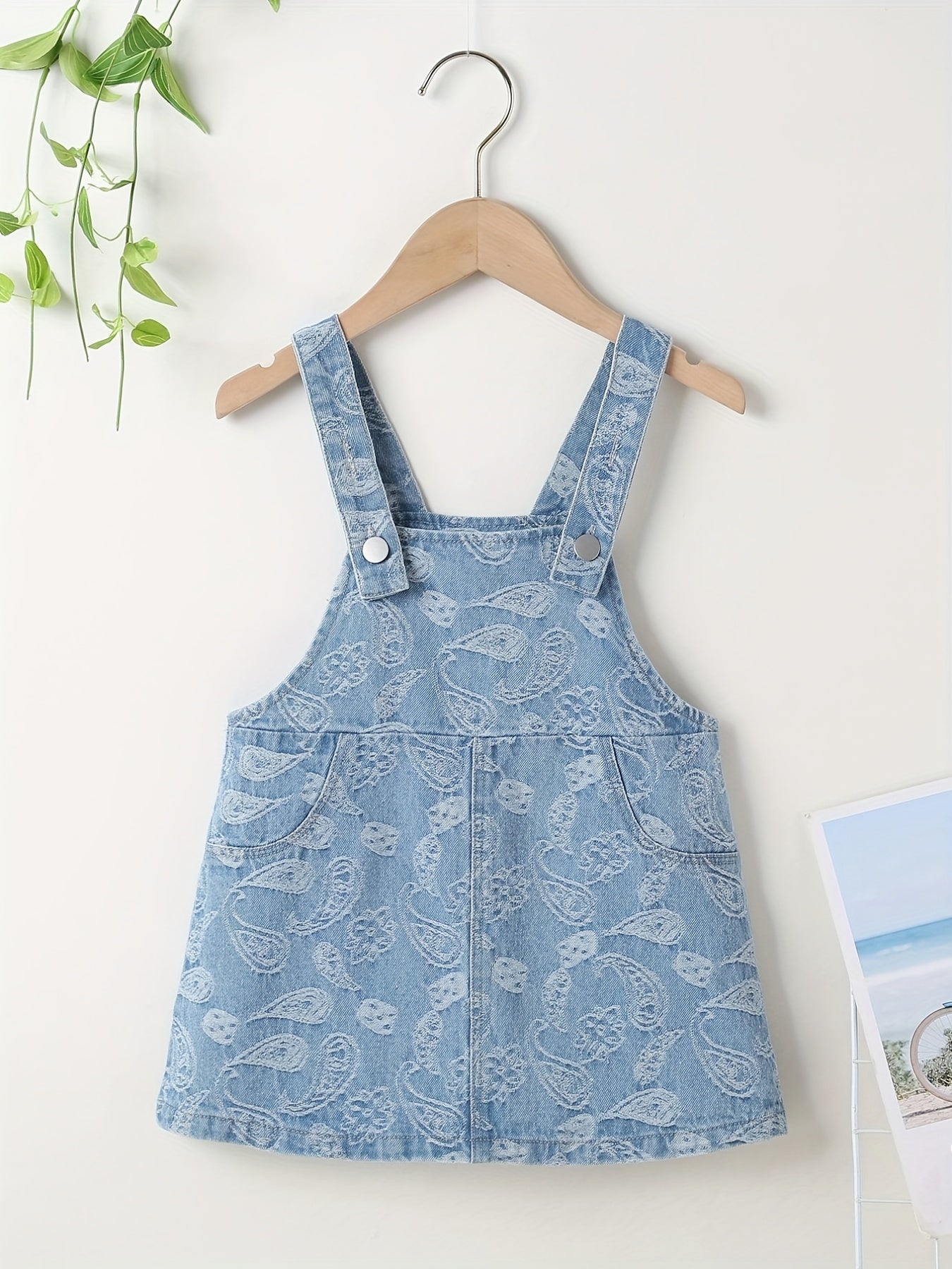 Girls' Swirls Print Casual Denim Overall Dress