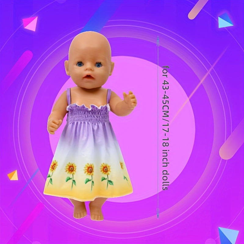 Sunflower Themed Doll Dress for 18" Dolls Pastel Yellow to Pink Gradient