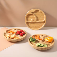 Baby Bamboo Wood Dinner Plate For Fruit Bread Salad Food