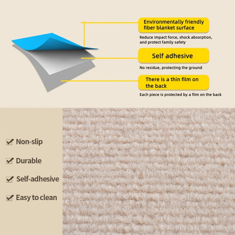 10pcs Adhesive Floor Mats Easy Installation Non Slip DIY Home Decoration