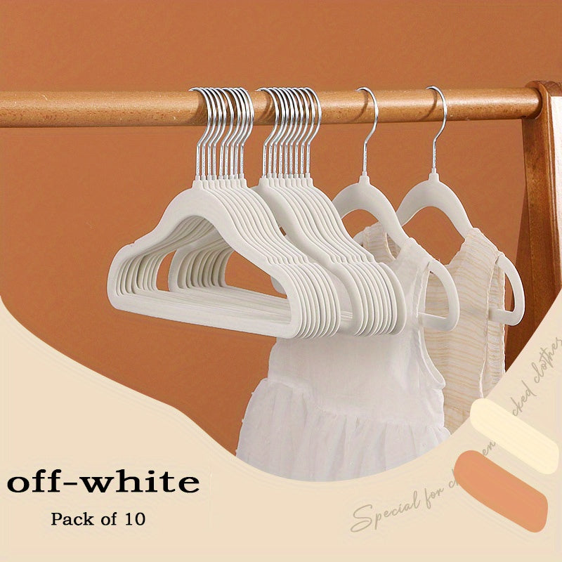 10pcs Children's Coat Hanger Non slip Baby Flocking Plastic Traceless Hanger