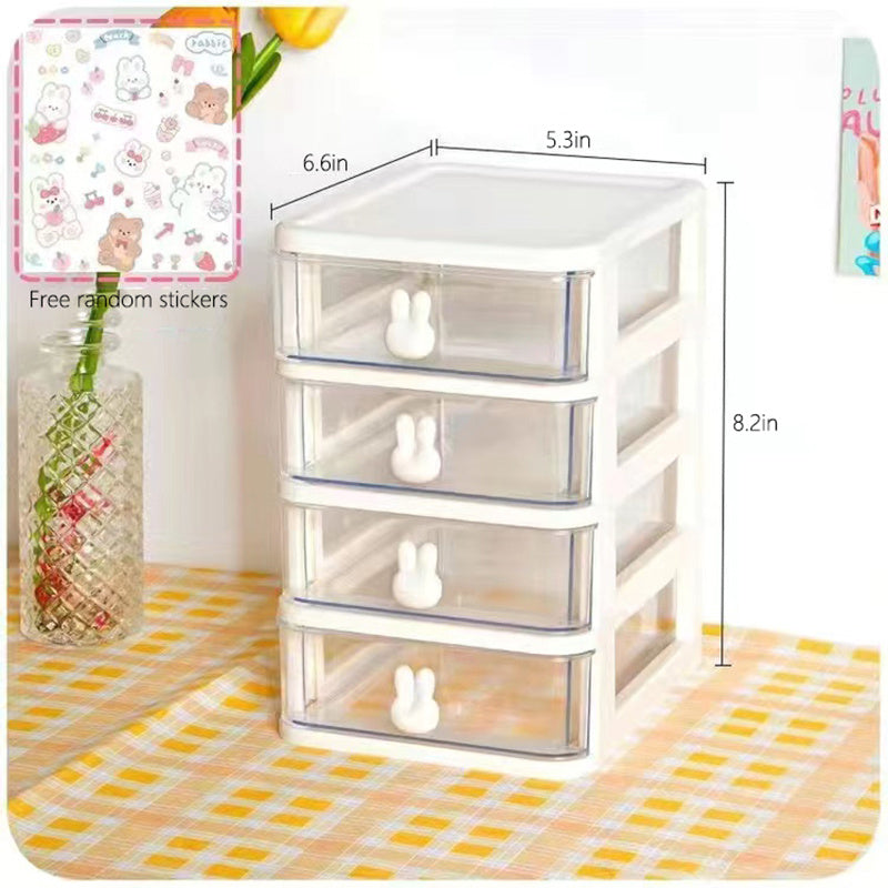 Rabbit Desktop Storage Box Transparent Drawer Desk Mini Storage