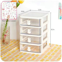 Rabbit Desktop Storage Box Transparent Drawer Desk Mini Storage