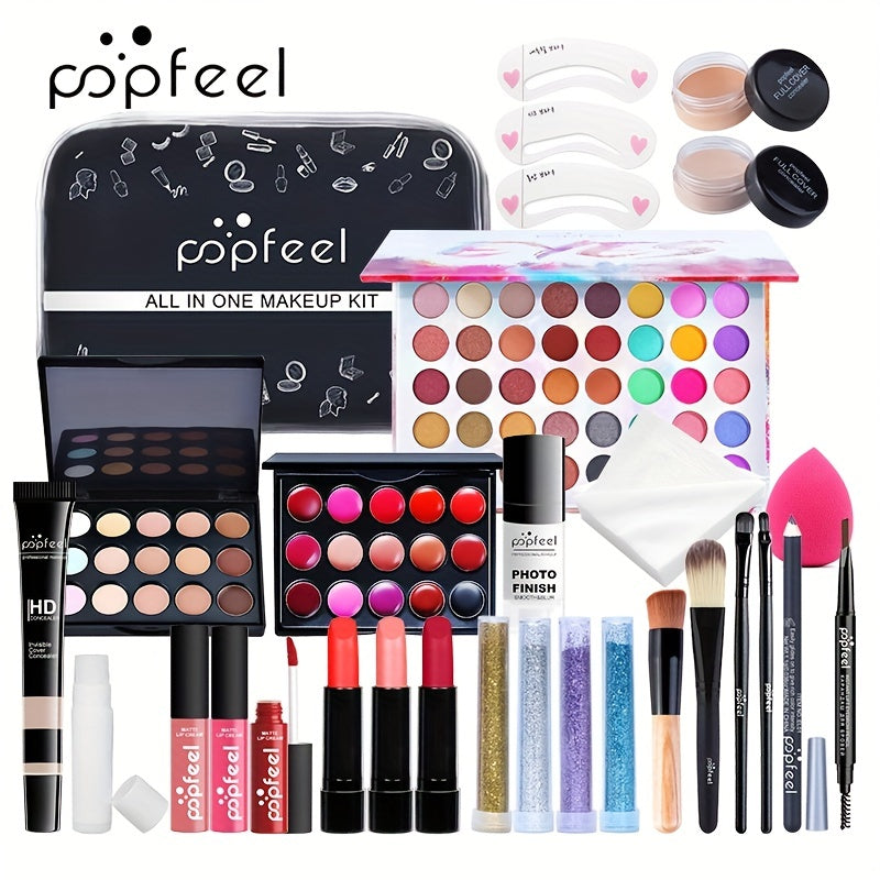 Complete Women's Makeup Set - Eyeshadow Palette Lipstick Concealer Blush