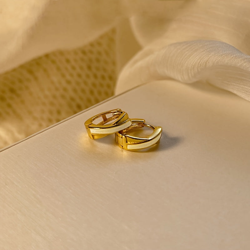 18K Plated Small Hoop Huggie Earrings Ear Buckle Daily Casual