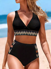  Bikini Set Women's Ribbed Knit Bra &
