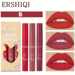 3-Pk Lip Glaze Soft Matte Finish Waterproof Long-Lasting Liquid Lipstick