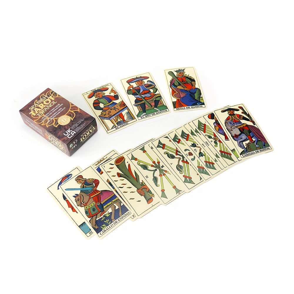 Spanish Tarot Deck with Red Sun Patterns