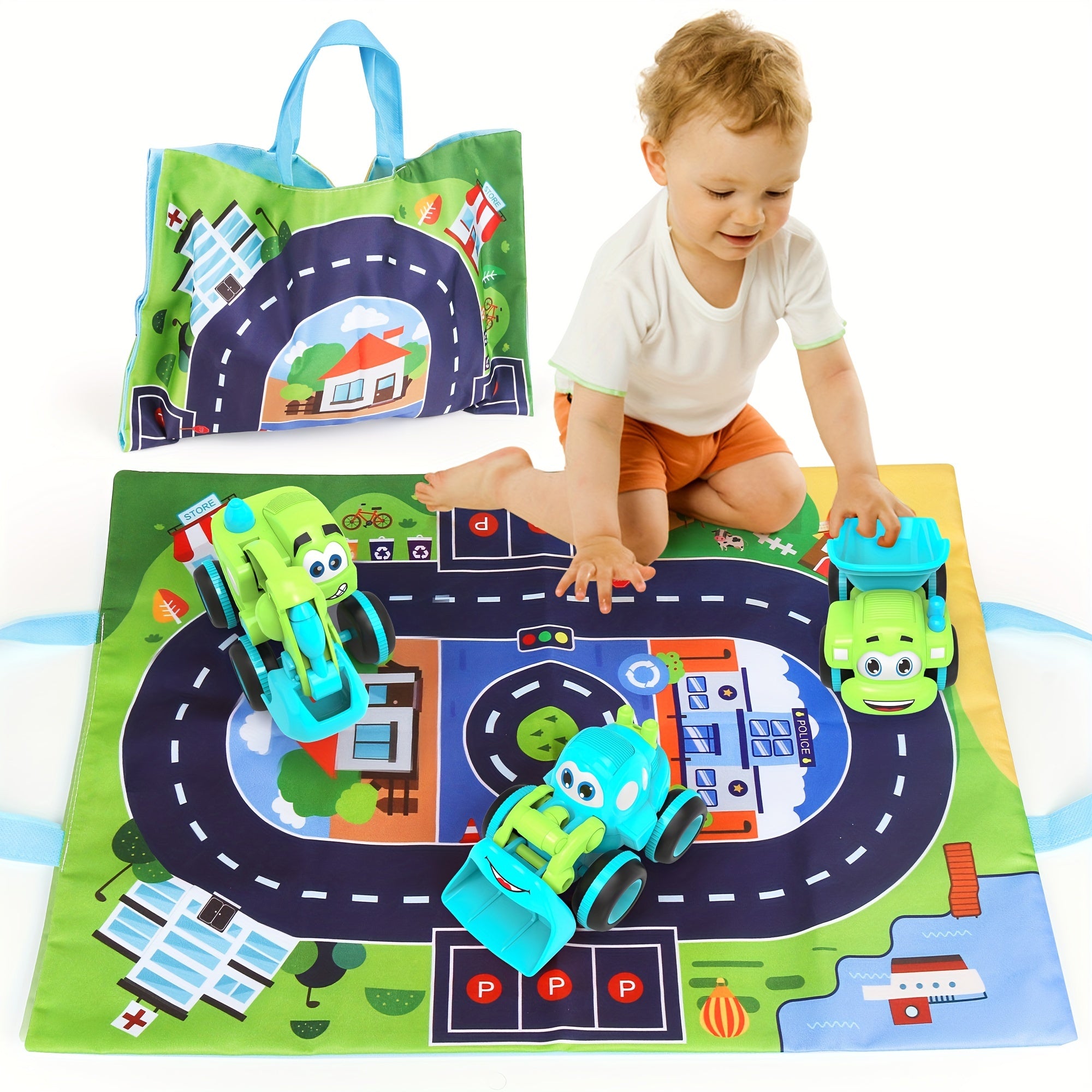 Friction Powered Trucks Playset for Kids, Construction Vehicle Set