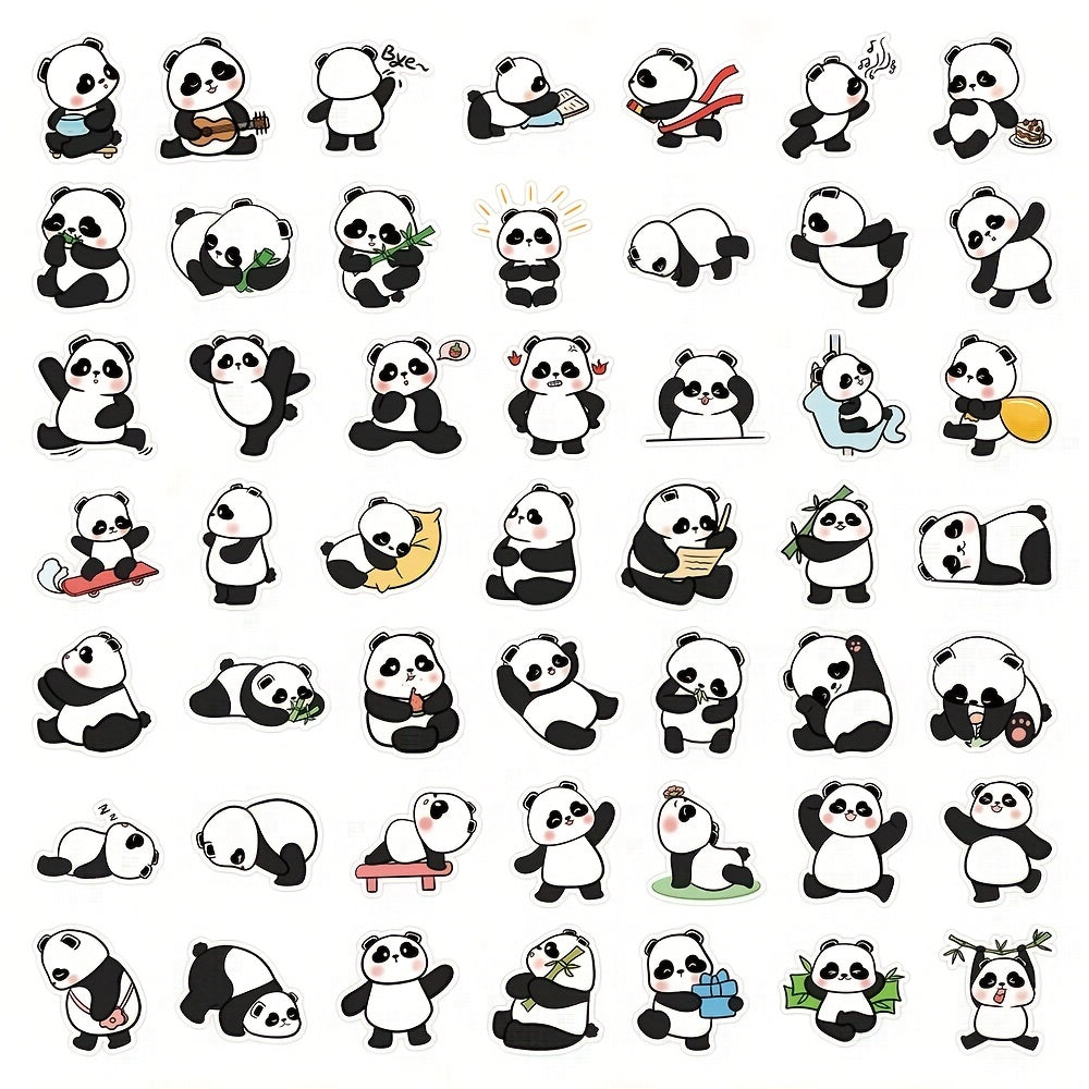 52pcs Panda Stickers for Water Bottles, Pencils, Notebook - Cute Panda Design