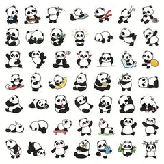 52pcs Panda Stickers for Water Bottles, Pencils, Notebook - Cute Panda Design