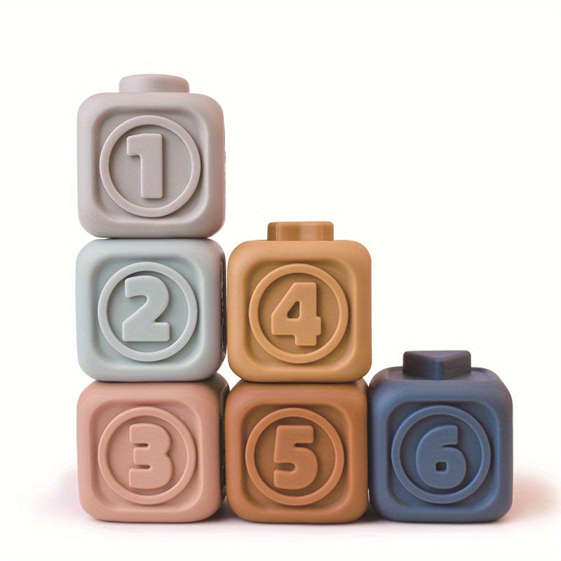 Sensory Elephant Puzzle & Ball Toys Soft Stacked Cubes 6-7pcs