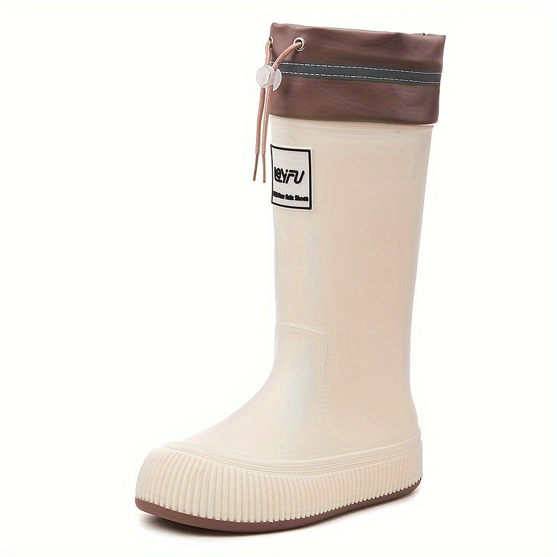 Women's Thick High Water Shoes Waterproof Non-slip Rain Glue Shoes